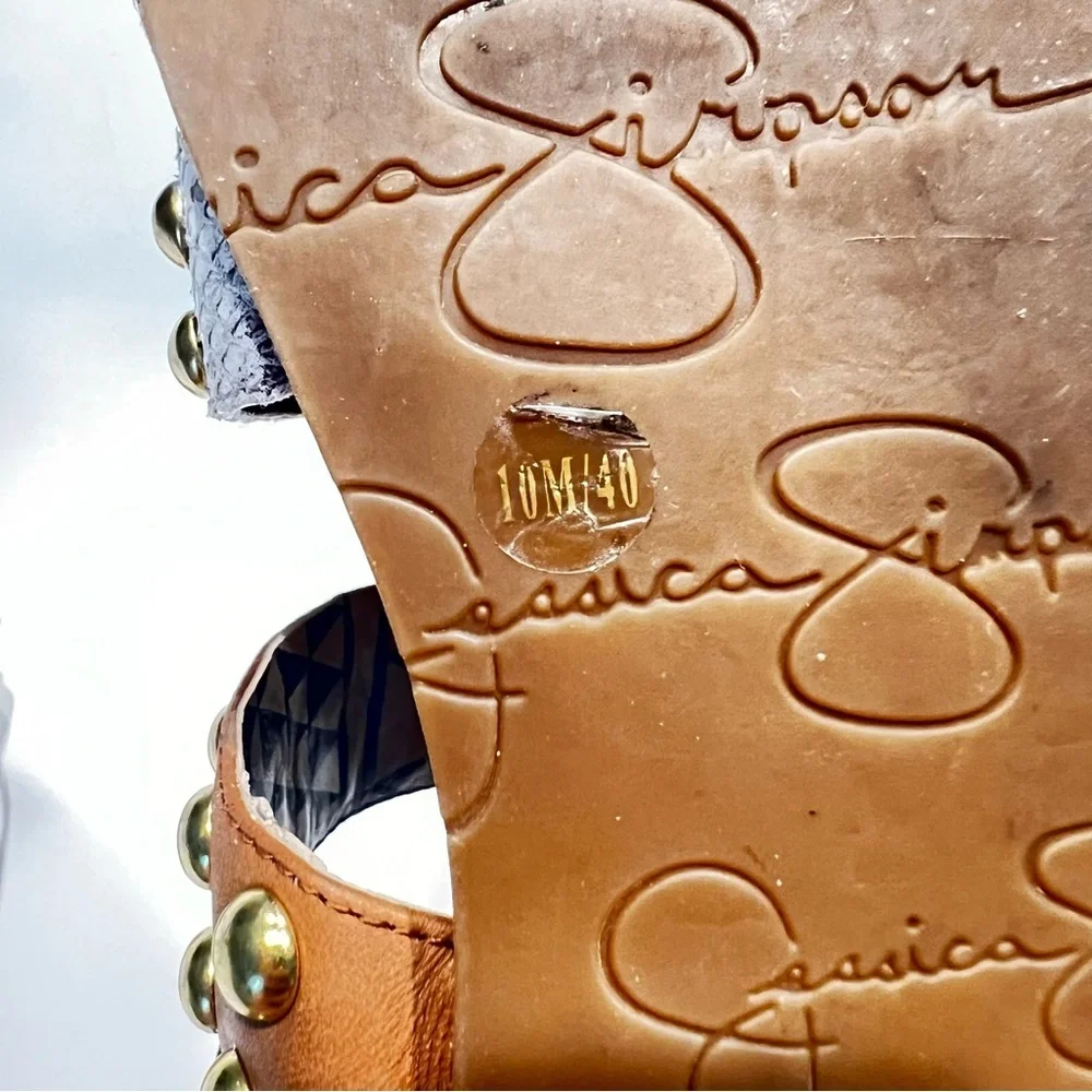 Jessica Simpson dressy flat sandals KARI studded Gold Combo New Metallic sz 10 - Picture 9 of 14